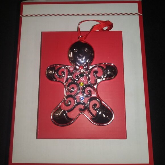 New Lenox Sterling Silver-Plated Gingerbread Ornament - Picture 2 of 2